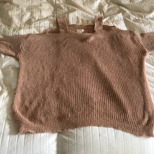 Brown off the cut out shoulder sweater - size S